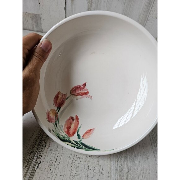 Pier 1 tulip serving bowl salad spring ironstone - Picture 5 of 7